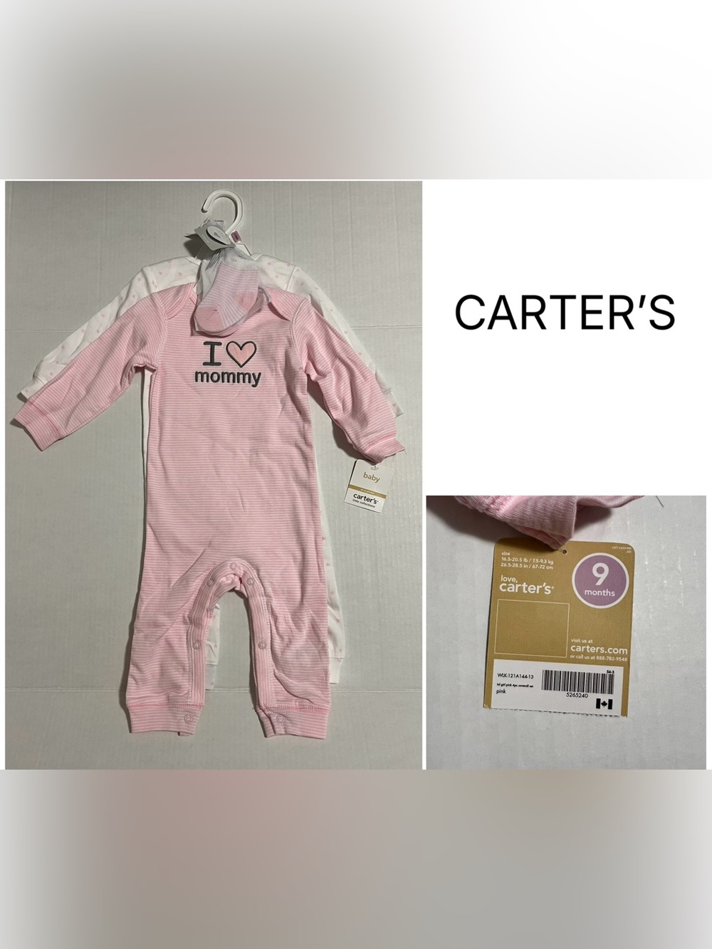 CARTER’S - 9M - NWT - INFANT GIRLS COVERALL AND SOCKS SET